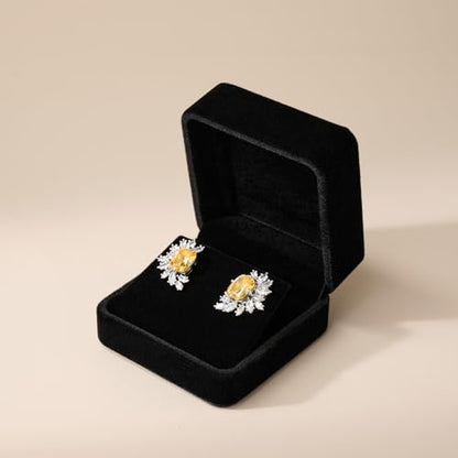 Black Velvet Hinged Earring Gift Box - color: Black