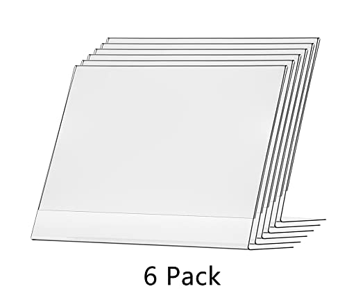 Marketing Holders 6 Pack Acrylic Sign Holder for 14" x 11" Printed Material Landscape Clear Slant Back Plexiglass Countertop Side Load Graphic Image Display Retail Stores Offices and Restaurants - size: 14"w x 11"h