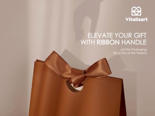 Vitalizart Paper Gift Bags With Ribbon Handles Small Brown Bulk Pack - color: Brown, size: Small Size/10pcs