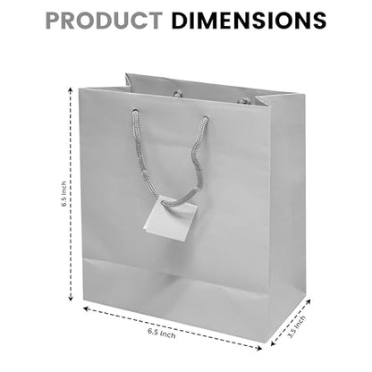 Novel Box Silver Gift Bags with Handles 10 Pack 6.5x3.5x6.5 Inches - color: Silver, size: Medium