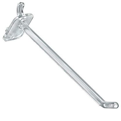 Azar Displays 800006-C Pack of 50 Clear Pegboard Hooks (Also Available in Black & White) - 6” Pegboard Hook Set (2” & 4” Pegboard J Hooks Also Available) - Polycarbonate Plastic Hooks for Retail - color: Clear, size: 6 Inch