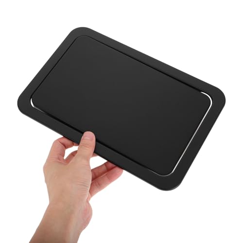 STOBAZA Stainless Steel Recessed Trash can Lid Rectangle Swing Flap Cover for Countertop Wastebasket 10.23 X 6.88 X 1.18 in Replacement for Kitchen Bathroom Office - color: Black
