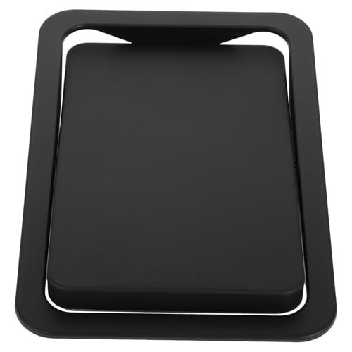 STOBAZA Stainless Steel Recessed Trash can Lid Rectangle Swing Flap Cover for Countertop Wastebasket 10.23 X 6.88 X 1.18 in Replacement for Kitchen Bathroom Office - color: Black