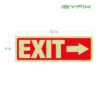 iSYFIX Exit Stickers Signs Directional Right Arrow 2 Pack 12x4 Inch - color: Sticker Right Glow, size: 2 Pk 12x4