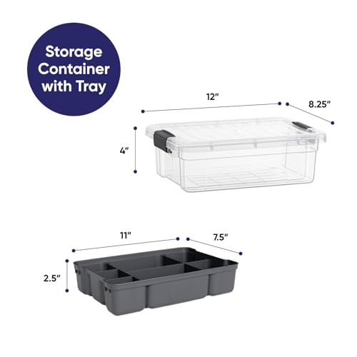 Superio Storage Container Organizing Bin with Removable Tray Plastic Tools, Sewing, Crafts Box, 4.5 Qt. - size: Small 4.5 Qt. Flat