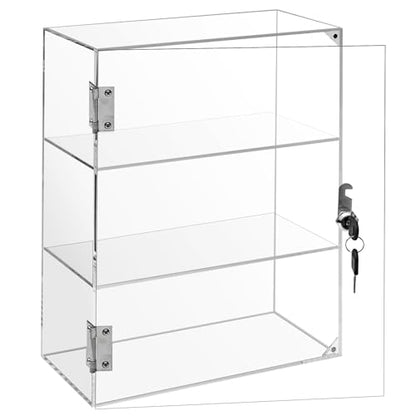 Locking Display Case, Acrylic Display Case with Lock Key, Clear Countertop Display case with Shelves(11.8x5.9x15.7 inch, 4.9in Shelf Clearance) - size: 4.9in Shelf Clearance