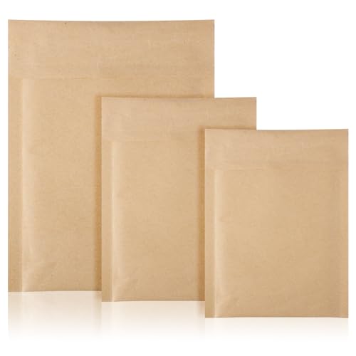 50 Pcs Kraft Bubble Mailers 3 Size Padded Envelopes, Natural - color: Natural