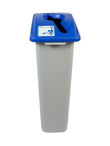 Waste Wise 23 Gallon Slim Slender Recycled Plastic Trash Can and Recycling Bin with Handles and Lid for Commercial Spaces - (Blue/Grey, Mixed Recycling) - color: Blue Grey Mixed