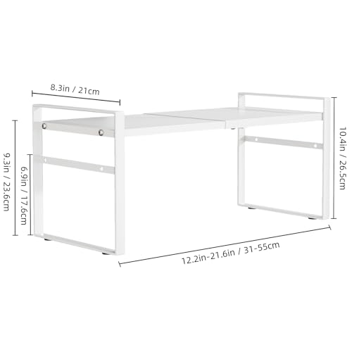 Expandable Cabinet Shelf Organizer Riser for Kitchen Under Sink Countertop - color: White