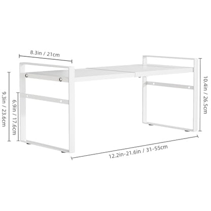 Expandable Cabinet Shelf Organizer Riser for Kitchen Under Sink Countertop - color: White