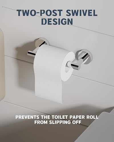 RARXTR Polished Finish Toilet Paper Holder SUS304 Stainless Steel Double Post Pivoting Toilet Paper Roll Holder Wall Mounted Toilet Tissue Holder for Commercial Bathroom RV - color: Polished Chrome