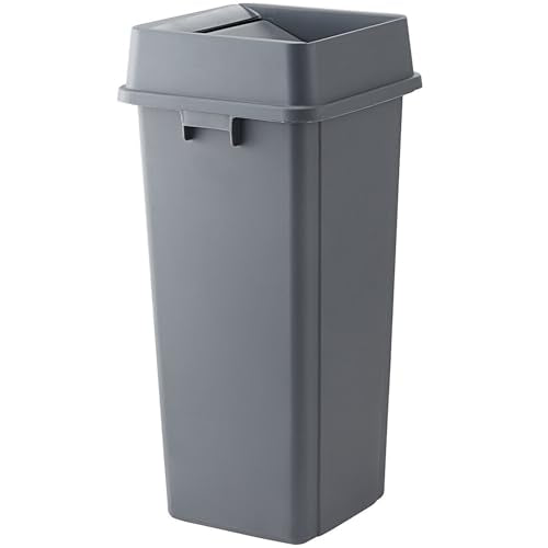 23 Gallon Gray Square Trash Can with lid Restaurant Trash can Commercial Trash can Tall Plastic Trash can Industrial Trash can Square Trash cans for Kitchen Trash can with Swing lid - color: Gray, size: 23 Gallon