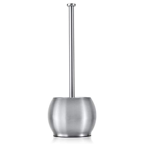 ToiletTree Products Stainless Steel Plunger - Heavy Duty Toilet Bowl Plunger with Holder for Bathroom Essentials and House Cleaning Tools - Stainless Steel, 6.5” x 6.5” x 18.5”