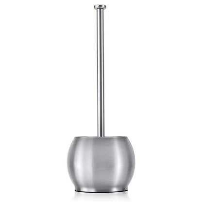 ToiletTree Products Stainless Steel Plunger - Heavy Duty Toilet Bowl Plunger with Holder for Bathroom Essentials and House Cleaning Tools - Stainless Steel, 6.5” x 6.5” x 18.5”
