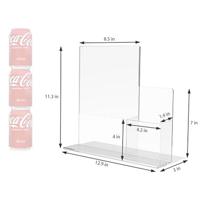 1 Piece 8.5X11" Letter Size Promotional Sign Holder 4" Tri-fold Flyer Brochure Combo Counter Top Display Clear Acrylic Picture Frame Marketing Promotional Station 15884-NPF