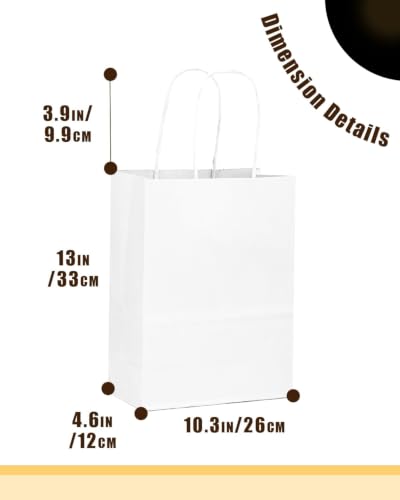 qiqee 30-Packs White Gift Bags with Handles Bulk 13''x5 x10 Large Size Paper Bags Multiple Uses (Large Size) - size: Large - 30 Pieces
