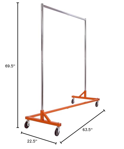 Econoco Commercial Garment Rack - Rolling Clothes Rack, Heavy Duty (Z Rack with Garment Cover, Orange) - color: Orange, style: Z Rack with Garment Cover