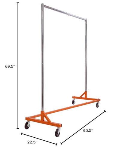 Econoco Commercial Garment Rack - Rolling Clothes Rack, Heavy Duty (Z Rack with Garment Cover, Orange) - color: Orange, style: Z Rack with Garment Cover