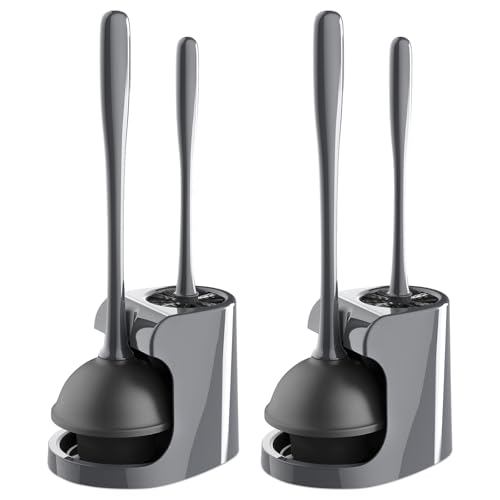 MR.SIGA Toilet Plunger and Brush Combo for Toilet Cleaning, Gray, 2 Set (Pack of 6) - color: Gray, size: 6.3 x 8.2 x 18.1 inch (Pack of 6)