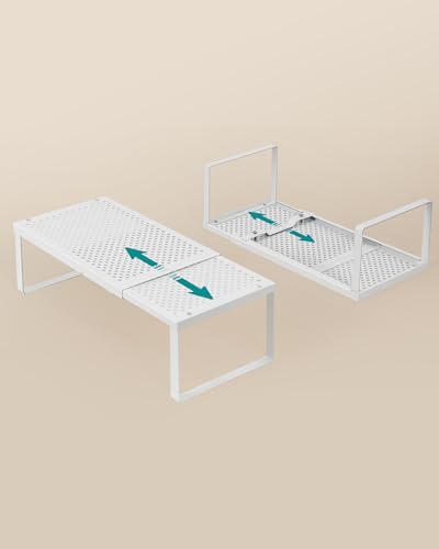 SONGMICS Spice Rack, Expandable Kitchen Countertop Shelf, Steel, Set of 3 - color: Matte White, size: Set of 3
