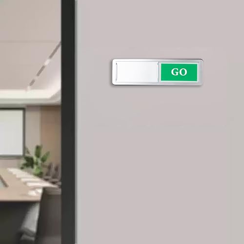 Go No Go Door Sign Indicator for Office, Home, Restroom, Conference Room - color: Silver Go No Go