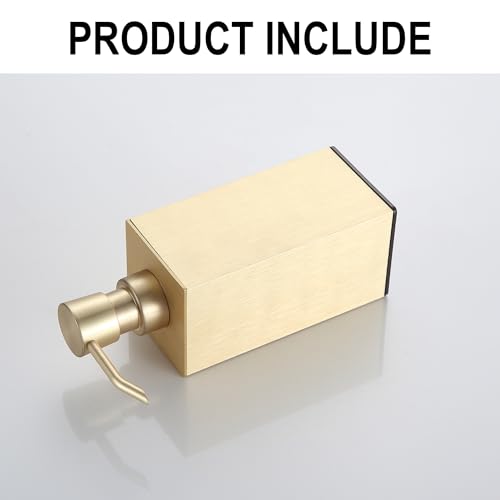 BGL Soap Dispenser Brushed Brass, Refillable Square Soap Dispenser with Premium Aluminium, Rustproof Countertop Soap Dispenser for Bathroom, Kitchen, Home, Hotel – 240 ML - color: Brushed Brass - Countertop