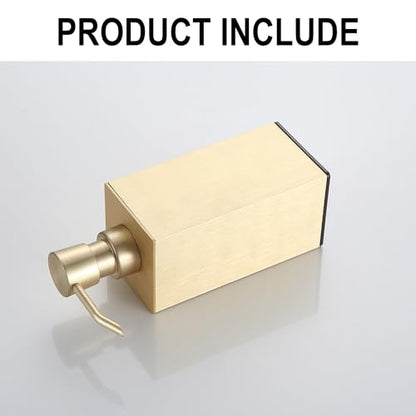 BGL Soap Dispenser Brushed Brass, Refillable Square Soap Dispenser with Premium Aluminium, Rustproof Countertop Soap Dispenser for Bathroom, Kitchen, Home, Hotel – 240 ML - color: Brushed Brass - Countertop
