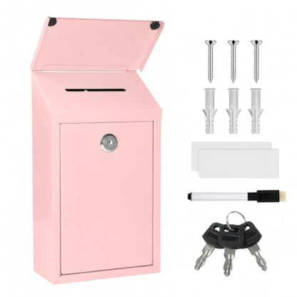 CHONOVO Metal Cash Box 10.2" with 2 Magnetic Whiteboard, Pink - color: Pink