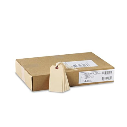 Avery Price Tags with String Attached, 11.5 pt. Stock, 4-3/4" x 2-3/8", 1,000 Manila Hang Tags (12505)