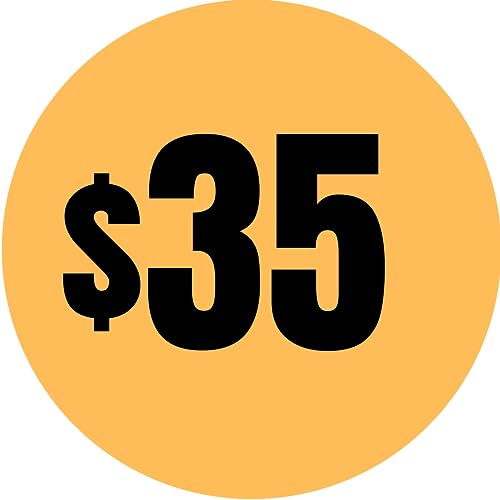 Mobiusea Creation 300pcs 35 Price Stickers | 1" Diameter Price Tags with Preprinted Black Text | 35 Dollar Garage Sale Stickers for Retail, Yard Sale, and More - size: 1 inch Diameter