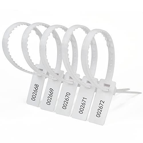 Heavy Duty Plastic Security Seal - Self Locking Tamper Evident Shipping Tags, Numbered Pull Tight Securing Straps for Truck Trailer, Length 337 mm 13.2" (White 1000 PCS) - color: White, size: 1000 PCS