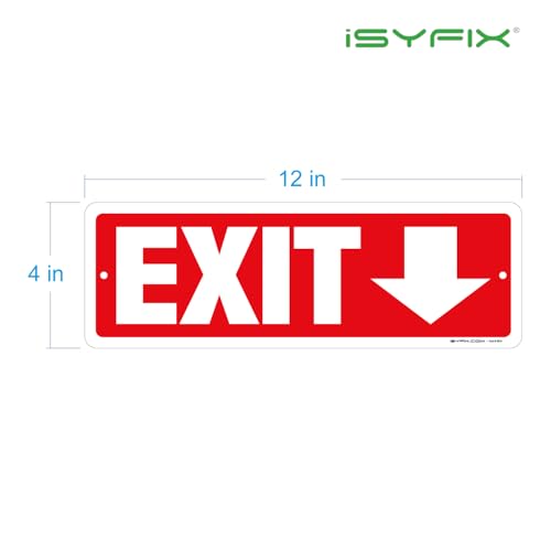 iSYFIX Exit Signs 2 Pack 12x4 Inch with Directional Down Arrows - color: Metal Down, size: 2 Pk 12x4
