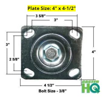 CasterHQ - 8" X 2" Swivel Drywall Cart Casters - Set of 4 w/ 2 Swivel Locks - Mold ON Rubber Wheel - 600lbs Each / 2400 lbs Set of 4