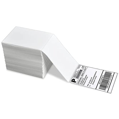 FungLam 4" x 6" Direct Thermal Shipping Labels - Pack of 500 Fanfold Labels - White Perforated, Permanent-Adhesive, Compatible Zebra & Rollo Thermal Label Printer - size: 4" x 6" - 500 Labels