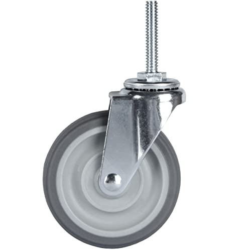Finnhomy Caster Wheels 3 Inch Set of 4 Heavy Duty Threaded Stem Casters 5/16"-18x1-1/2 Swivel Rubber Industrial Castors Premium Wheels for Wire Shelving/Furniture/Carts Load Bearing 720 Lbs Gray - size: 5/16" -18 x 1-1/2" (No Brake)