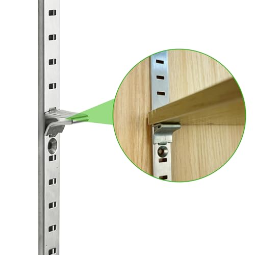 20 Sets 17 Inch Pilaster Shelf Brackets, Adjustable Mortise Mount Shelf Rails with 3 Pilaster Clips and Screws for Wall Shelving System