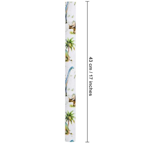 Sikiweiter Dinosaur Wrapping Paper Roll - Watercolor Dino & Palm Tree Design - 17 inch x 16.5 feet (Dinosaur) - color: Dinosaur