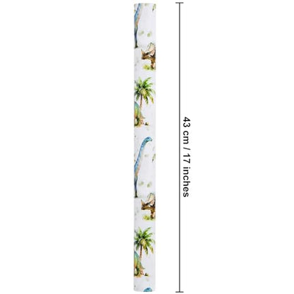 Sikiweiter Dinosaur Wrapping Paper Roll - Watercolor Dino & Palm Tree Design - 17 inch x 16.5 feet (Dinosaur) - color: Dinosaur
