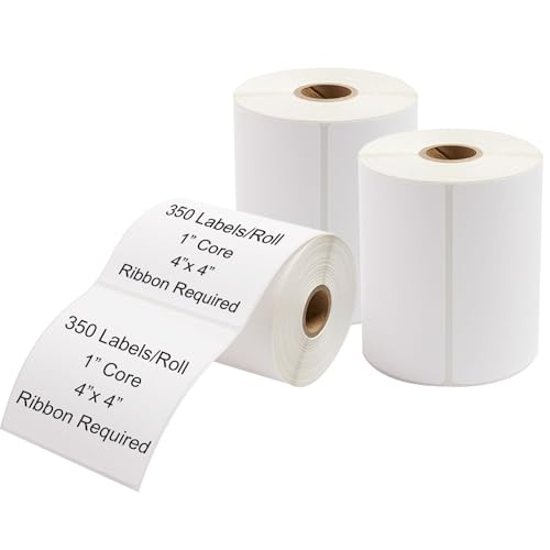 4 x 4 Inches Desktop Thermal Transfer Labels, Thermal Ribbon Required - size: 4x4 inches