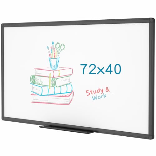 VIZ-PRO Magnetic Dry Erase Board, 72 x 40 Inches, Black Aluminium Frame - size: 72"W x 40"H