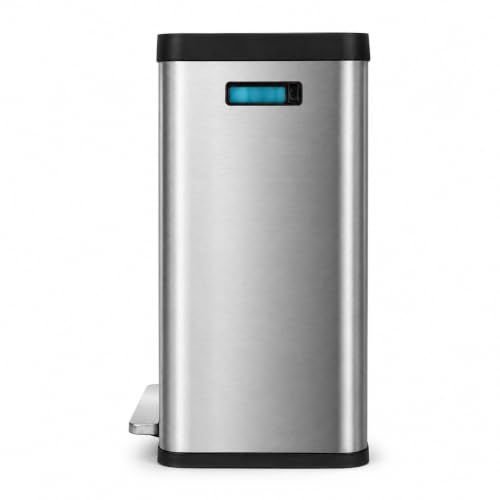Home Zone Living 19 Gallon Kitchen Trash Can with Dual Compartments - color: Silver, size: 19 Gallon