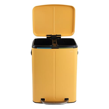 happimess Marco 10.6 Gal Double Bucket Step Trash Can, Daffodil Yellow - color: Daffodil Yellow