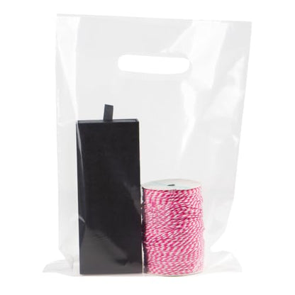 Clear Shopping Bags,Large 12x15 inches, 50 Pack, Plastic Retail Merchandise Bags, Tear Resistant, Durable, Anti-Stretch, 100% Recyclable (12 * 15 inch 50 PACK)