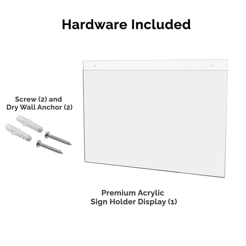 25 Pack Wall Sign Holder 17" x 11" Horizontal with 2 Predrilled Holes and Hanging Hardware for Property Listings and Opend House Details in Real Estate Agencies Clear Acrylic by Marketing Holders - size: 17" w x 11" h