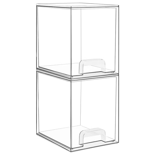 Vtopmart Clear Stackable Storage Drawers, 2 Pack Tall Plastic Organizers - style: High-2pack-Clear
