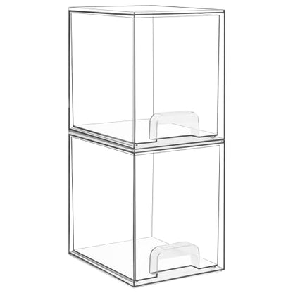 Vtopmart Clear Stackable Storage Drawers, 2 Pack Tall Plastic Organizers - style: High-2pack-Clear