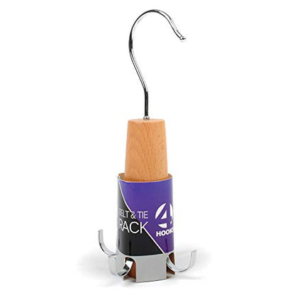 Umo Lorenzo 4-Hook Belt Organizer Closet Hanger Holder for Belts, Ties and Scarves - color: Wooden