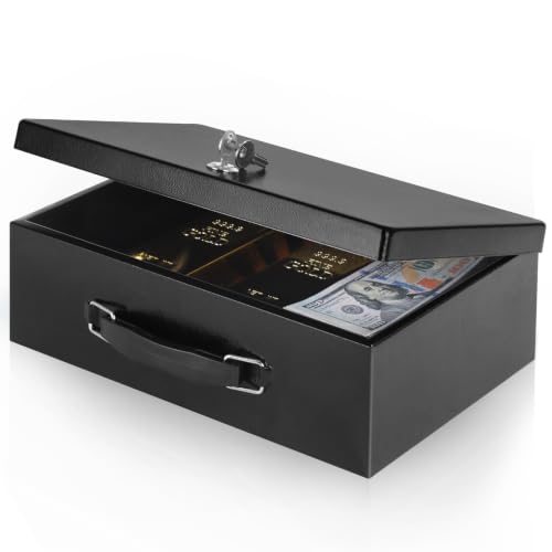 xydled Fireproof Document Box with Key Lock, Fire Safe Box, Black - color: Black, size: Large