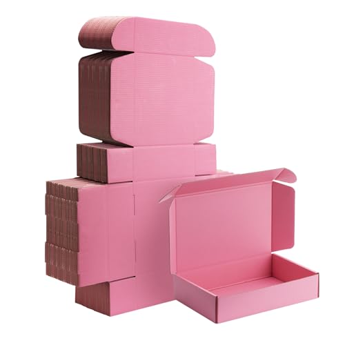 9x6x2 inch Pink Shipping Boxes for Small Business- Set of 25 - color: Pink, size: 9x6x2 Inch