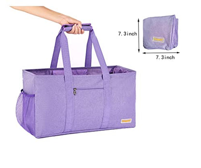 Extra Large Utility Tote Bag - Reusable Grocery Bags Foldable Heavy Duty - color: Purple, size: 1 piece